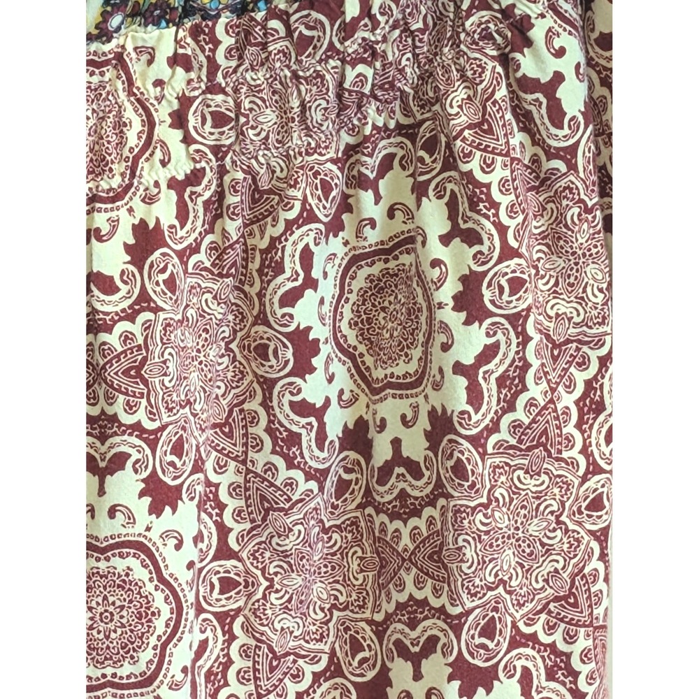 Boho Embroidered Peasant Blouse 1x Ornate Tribal Medallion Festival Hippie 60's - Picture 9 of 14